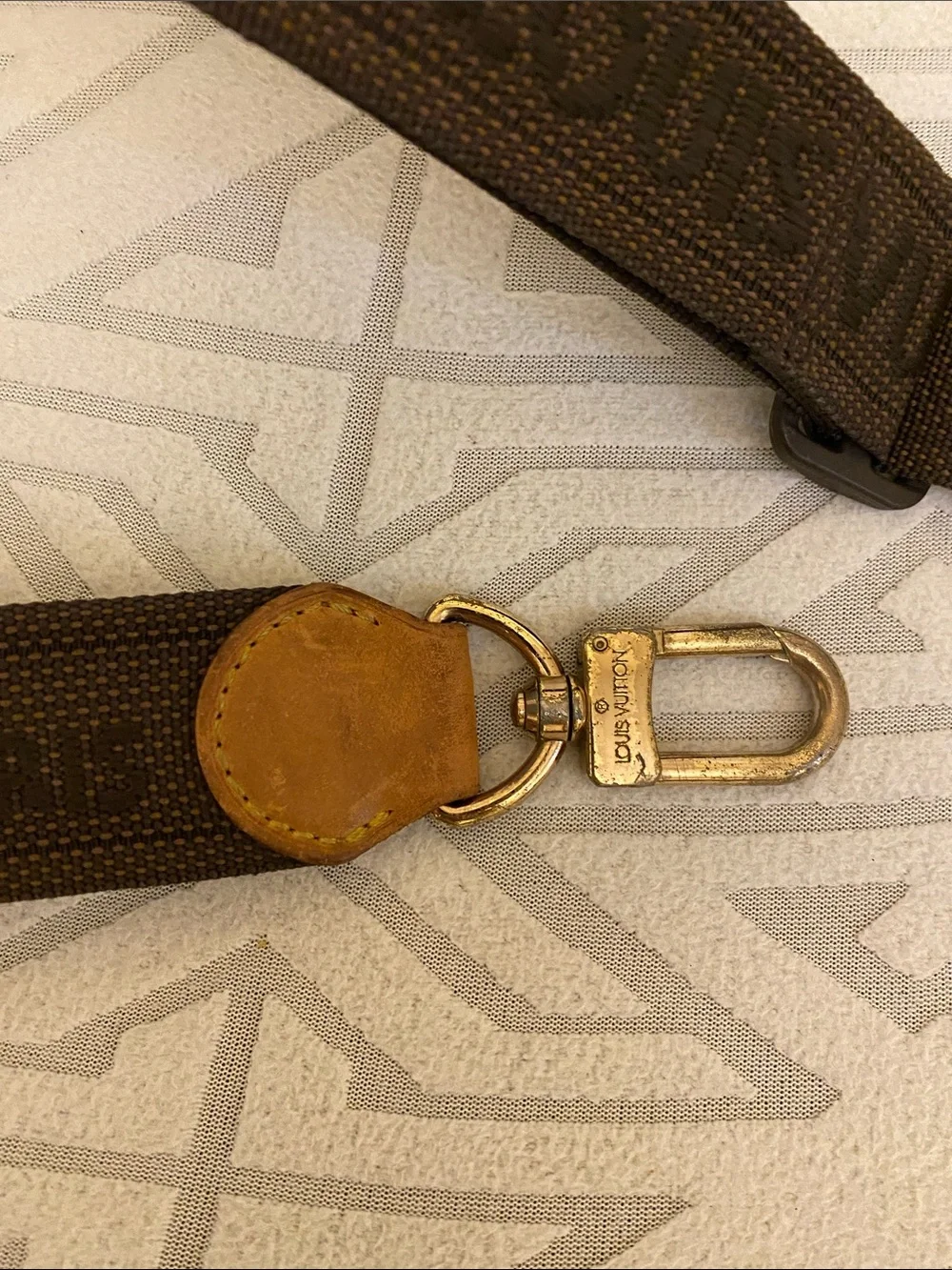 Louis Vuitton Brown Canvas Messenger Strap with Tan Leather Tabs